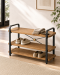 Nestiform Aldren 3-Tier Wood and Metal Entryway Shoe Storage Bench