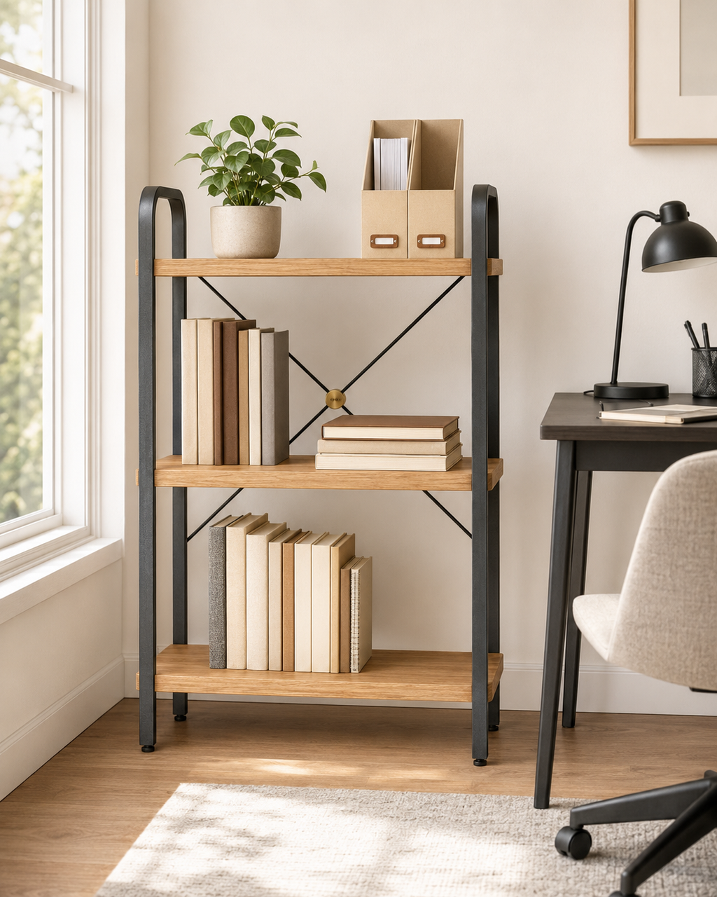 Nestiform Briar 3-Tier Wood and Metal Display Shelf