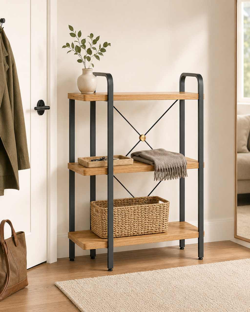 Nestiform Briar 3-Tier Wood and Metal Display Shelf