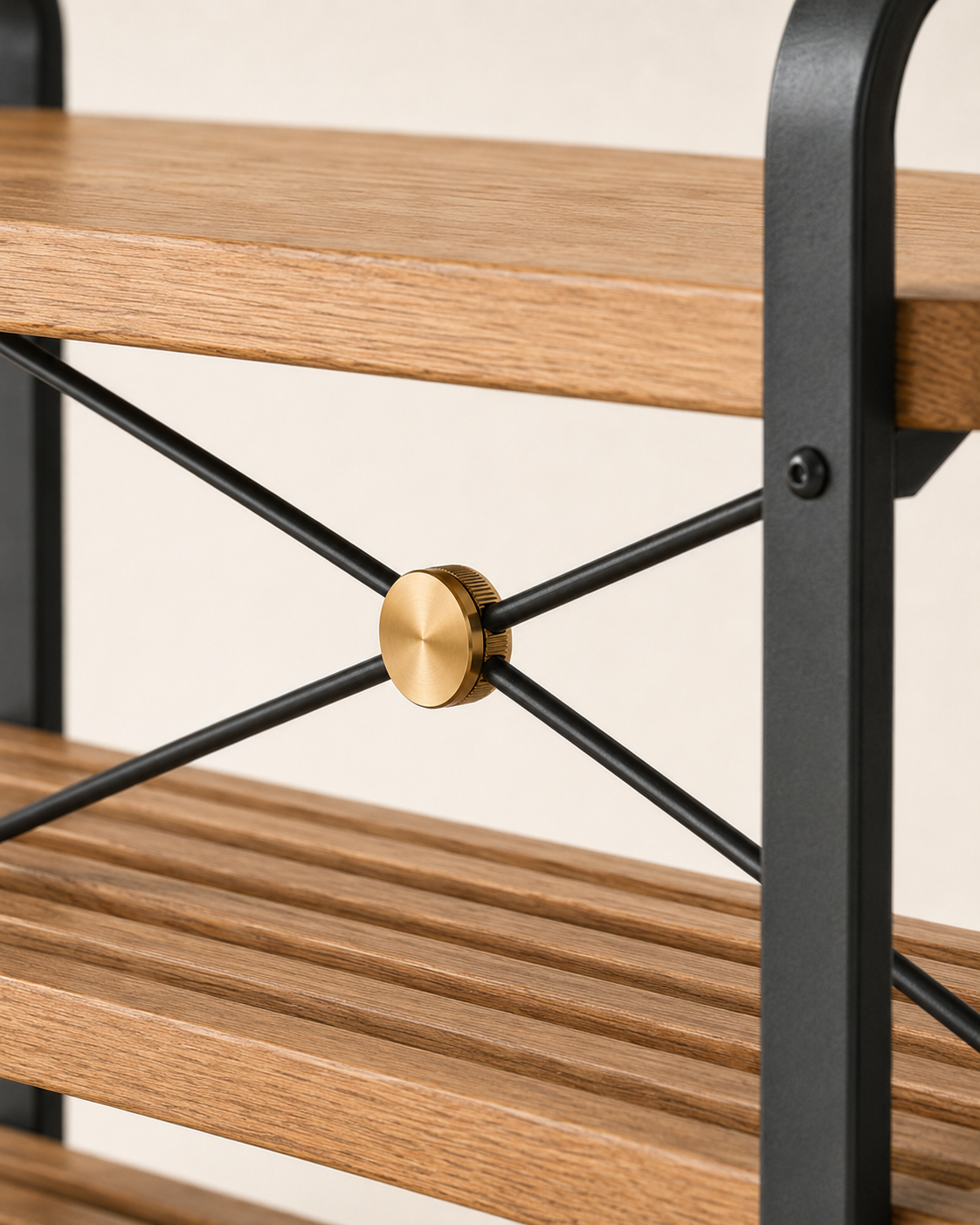Nestiform Aldren 3-Tier Wood and Metal Entryway Shoe Storage Bench