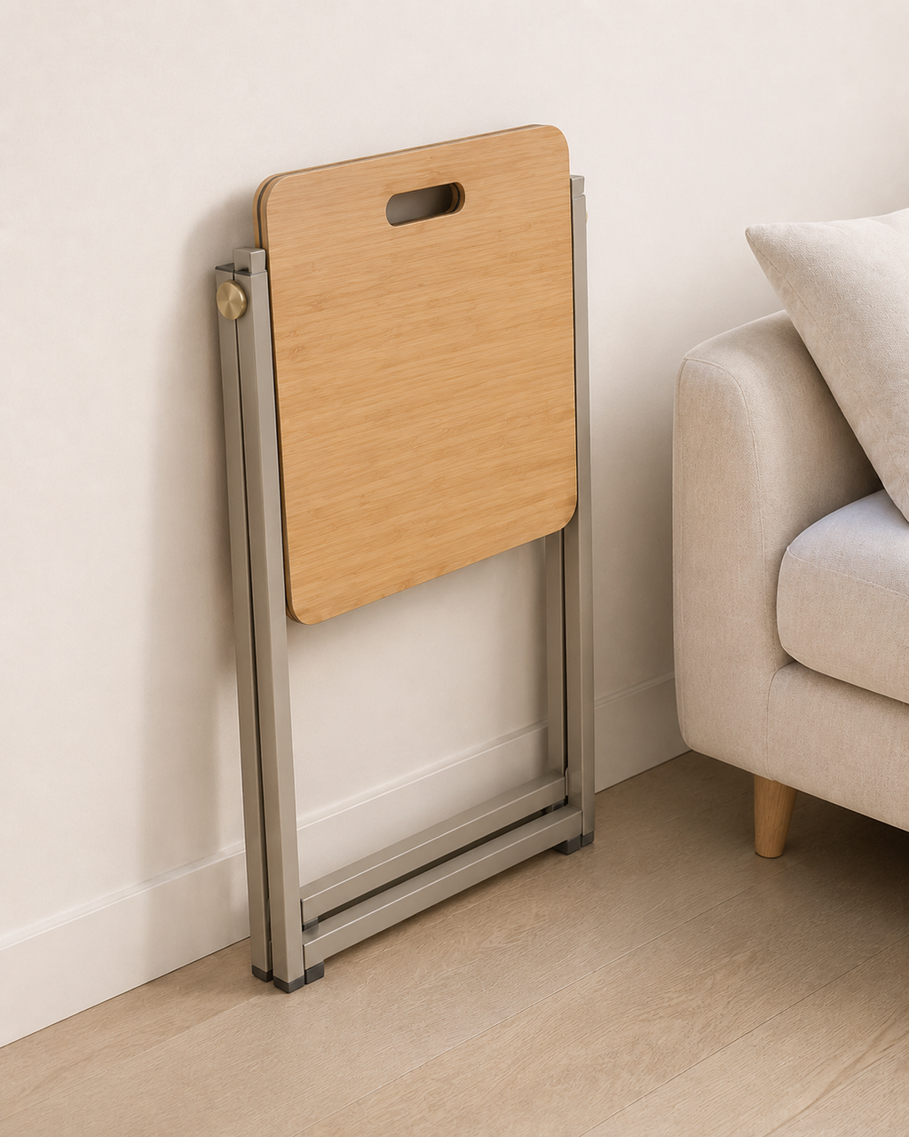 Nestiform Elara C-Shaped Wood and Metal Sofa Side Table