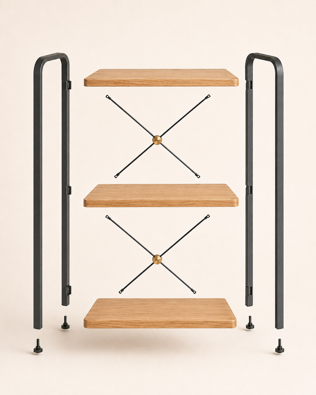 Nestiform Briar 3-Tier Wood and Metal Display Shelf