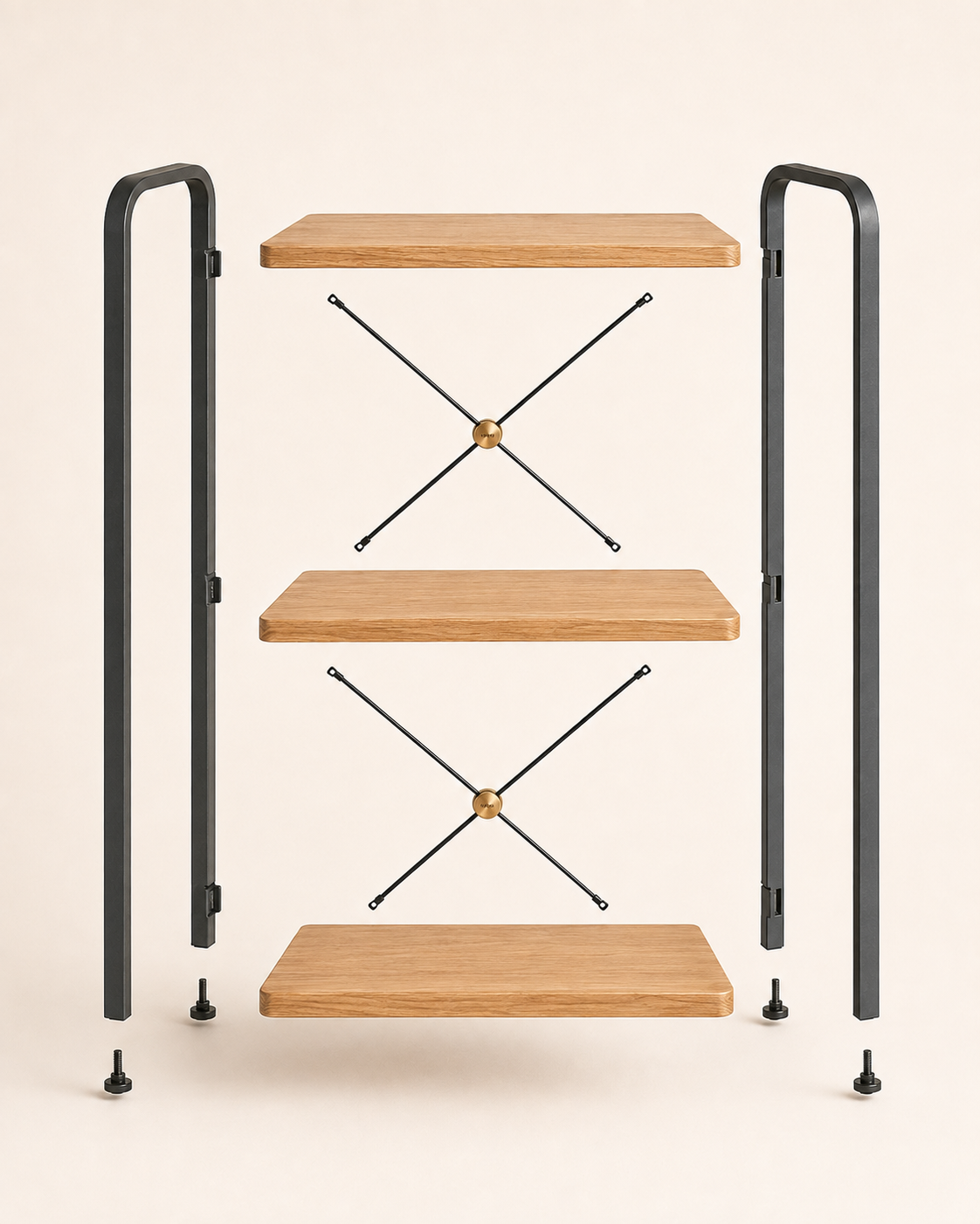 Nestiform Briar 3-Tier Wood and Metal Display Shelf