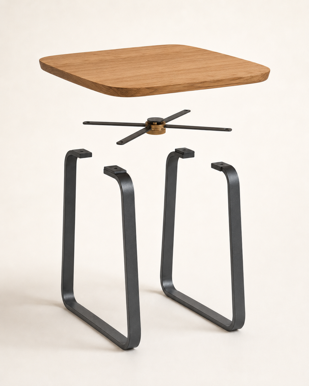 Nestiform Soren Foldable Wood and Metal Sofa Side Table
