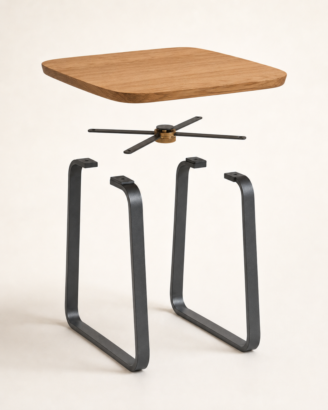 Nestiform Soren Foldable Wood and Metal Sofa Side Table