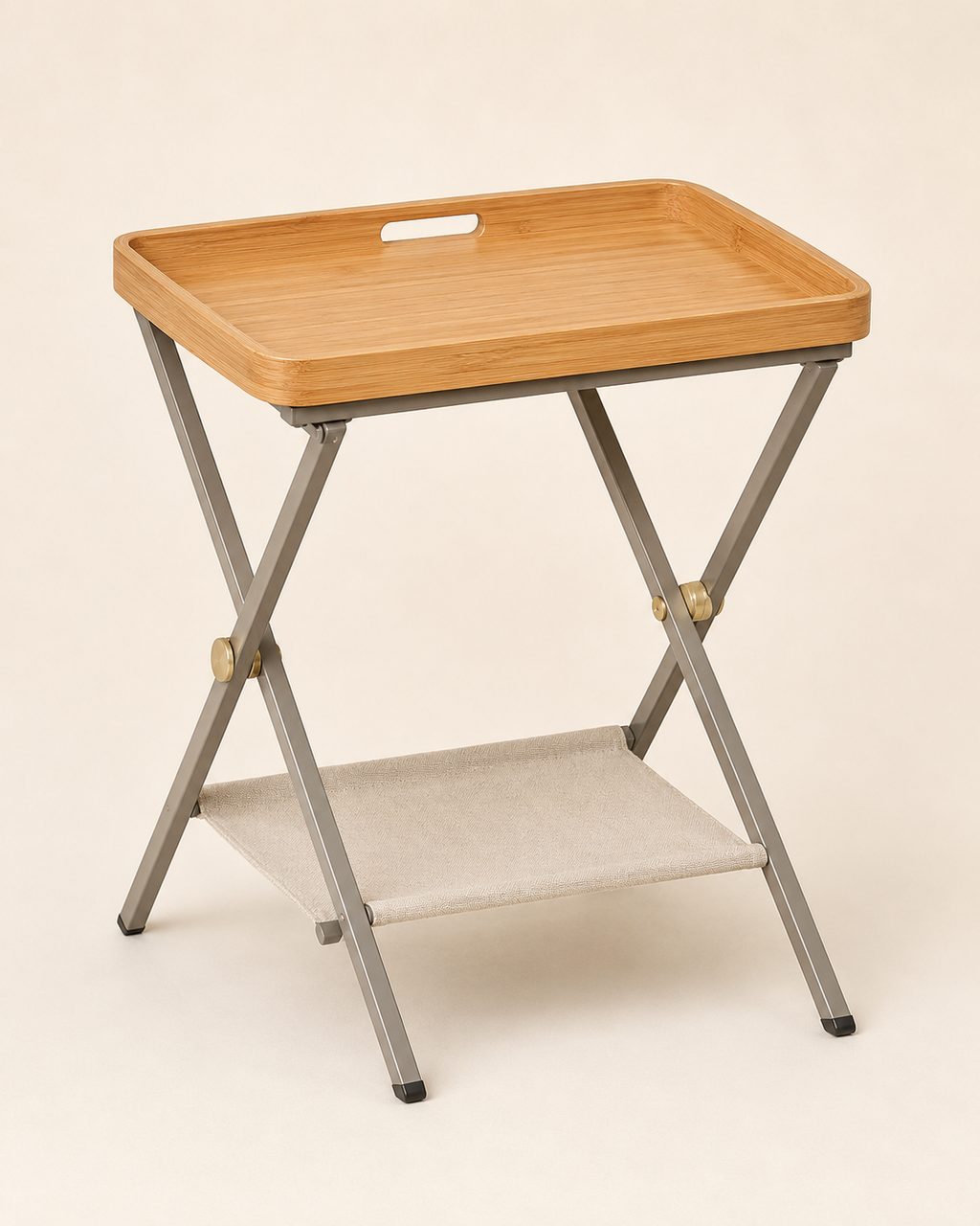 Nestiform Maren Folding Tray Side Table with Fabric Shelf