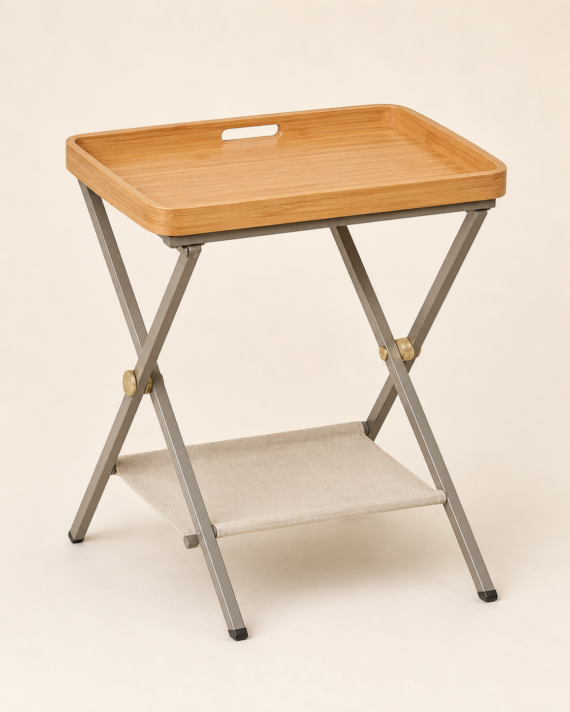 Nestiform Maren Folding Tray Side Table with Fabric Shelf