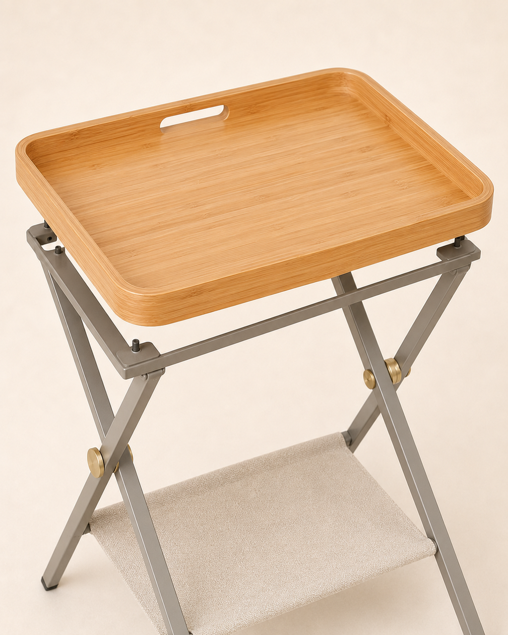Nestiform Maren Folding Tray Side Table with Fabric Shelf