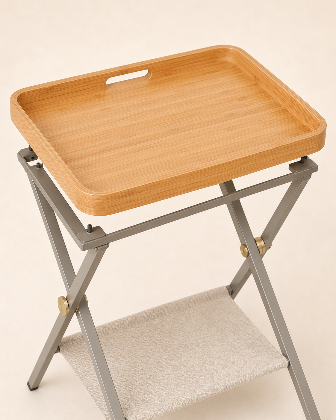 Nestiform Maren Folding Tray Side Table with Fabric Shelf